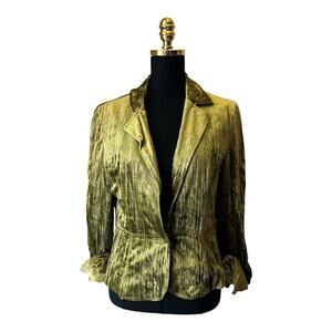 True Meaning Women's Y2K Grunge Green Velvet Blazer Size Medium